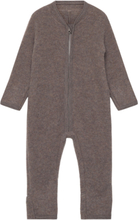 Pram Suit Soft Wool Outerwear Fleece Outerwear Fleece Coveralls Brun Huttelihut*Betinget Tilbud