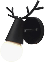 UNNY Deer Head Vägglampa Lampa E27 Enkla Vägglampor Nordic Bedside Wall Light Personality Black