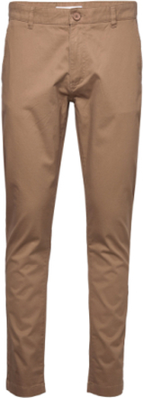 Luca Slim Twill Chino Pants - Gots/ Bottoms Trousers Chinos Brown Knowledge Cotton Apparel