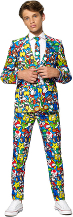 OppoSuits Teen Super Mario Kostym - 134/140