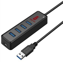 KAWAU H302-100CM Magnetic Design USB Splitter Multi USB Port Expander med Micro-B Charging Port 4-po
