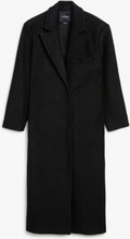 Peak lapel wool blend coat - Black