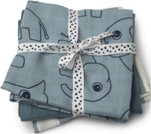 Burp Cloth 3-Pack Deer Friends Baby & Maternity Baby Sleep Muslins Muslin Cloths Blue D By Deer
