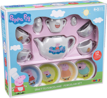 Peppa Pig - Porcelain Tea Set Toys Toy Kitchen & Accessories Coffee & Tee Sets Rosa Smoby*Betinget Tilbud