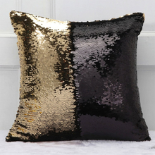 DIY Two Tone Glitter Sequins Throw Pillow Case Reversible Sequin Magical Color Changing Pillow Cover, Size: 40*40cm(Gold+Black)