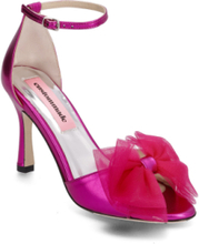 Ashley Metallic Bow Shoes Heels Pumps Peeptoes Pink Custommade