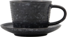 Cup W. Saucer, Pion, Black/Brown Home Tableware Cups & Mugs Coffee Cups Black House Doctor