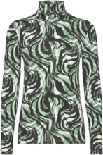 Slhanadi Printed Rollneck Ls Tops T-shirts & Tops Long-sleeved Green Soaked In Luxury