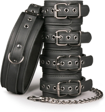 Fetish set with collar, ankle- and wrist cuffs