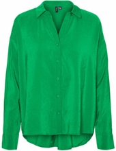 Grønn Vero Moda Vmqueeny Ls Oversize Shirt Wvn Ga Noos Bluse