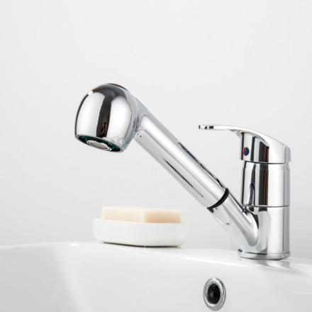 Pull-Out Hot And Cold Telescopic Scrubbed Water Tank Faucet, Specification: Zinc Alloy Chrome(With 50cm 9/16 Water Pipe)