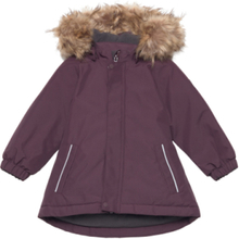 Parka W. Fake Fur Outerwear Shell Clothing Shell Jacket Purple Color Kids