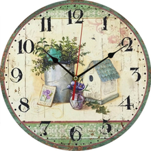 2 PCS Vintage Wooden MDF Hanging Clock Mute Quartz Clock Living Room Wall Clock(262)