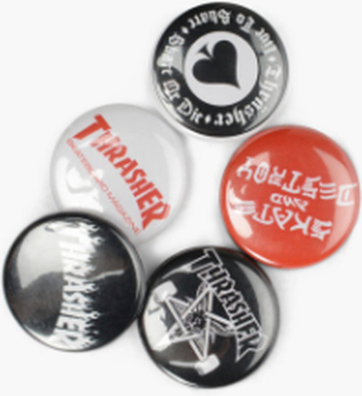 Thrasher - Logo Buttons 5 Pack - Multi - ONE SIZE