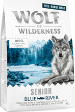 Zum Sonderpreis! Wolf of Wilderness Trockenfutter 2 x 1 kg - SENIOR Blue River - Freilandhuhn & Lachs