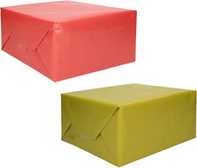 Trendoz pakket van 4x rollen Kraft inpakpapier/kaftpapier groen en rood 200 x 70 cm
