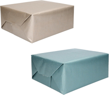 Trendoz pakket van 4x rollen Kraft inpakpapier/kaftpapier blauw en zilver 200 x 70 cm