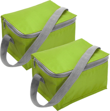 Trendoz set van 2x stuks kleine koeltas lime groen voor 6 blikjes met rits en draagband