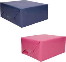 Trendoz pakket van 4x rollen Kraft inpakpapier/kaftpapier blauw en roze 200 x 70 cm