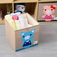 Youngshoots Cotton Linen Cartoon Toy Storage Basket Clothing Storage Box,Style： Ordinary(Pig Brother)