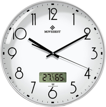 MOVEBEST 12 Inch Living Room Wall Clock Home Plastic Watch, Style: G2001-L White Surface White Frame
