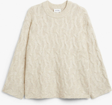 Oversized cable knit sweater - Beige