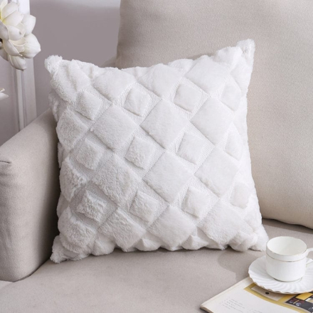 Double-Sided Plush Pillow Home Sofa Cushion Pillowcase, Size: 45x45cm Pillowcase + Core(White Square)