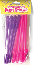 Super Fun Penis Party Straws Pink/Purple 8 pack