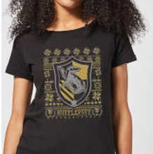 Harry Potter Hufflepuff Crest Women's Christmas T-Shirt - Black - S