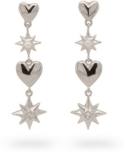 24Kae 42402S Oorhangers Statement Heart Stars Pearls zilver wit 38 mm