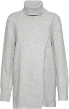 Wool Turtleneck Tunic Tops Knitwear Turtleneck Grey Boob