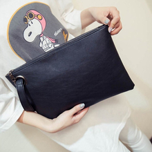 Simple Retro Ladies Handbag Fashion Large Capacity Clutch Bag Zipper Envelope Bag(Black)