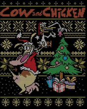 Cow and Chicken Cow And Chicken Pattern Men's Christmas T-Shirt - Black - 3XL