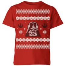 Star Wars Darth Vader Knit Kids' Christmas T-Shirt - Red - 3-4 Years - Red