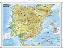 Spanien und Portugal physisch. Wandkarte