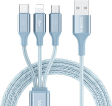 ROMOSS CB25 3 In 1 3.5A 8 Pin + Micro USB + Type C/USB-C Cable 1.5m(Star Blue)