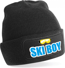 Apres ski muts ski boy zwart voor heren - Foute wintersport muts