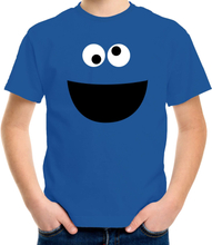 Verkleed / carnaval t-shirt blauw cartoon knuffel monster voor kinderen - Verkleed / kostuum shirts