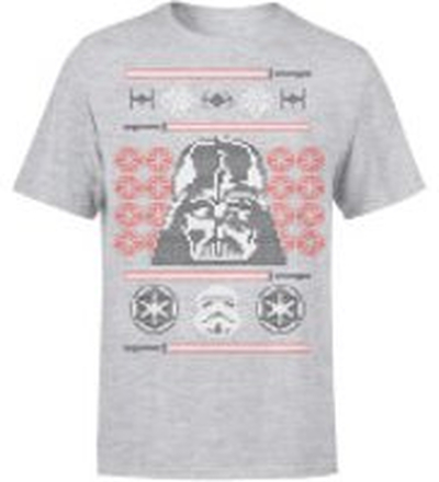 Star Wars Christmas Darth Vader Face Sabre Knit Grey T-Shirt - XXL