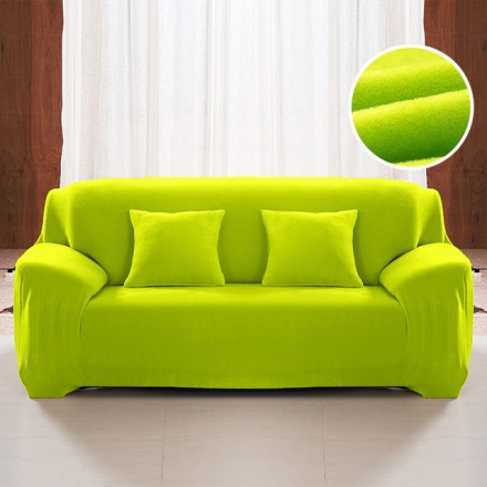 Plush Fabric Sofa Cover Thick Slipcover Couch Elastic Sofa Covers Not Include Pillow Case, Specification:3 seat 190-230cm(Green)
