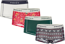 Pclogo Lady Xmas Cookie 4-Pack Hipsters Undertøj Red Pieces