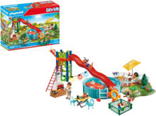 "Playmobil City Life Poolparty Med Rutsjebane - 70987 Toys Playmobil Toys Playmobil City Life Multi/patterned PLAYMOBIL"