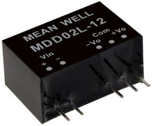 MEAN WELL MDD02M-05, 10.8 - 13.2 V, 2 W, 5 V, -0,2 A, RoHS, 3000 styck