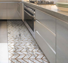 Marmeren keuken vinyl tapijt in grijs met goud