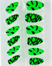 12 stk Neongrønne Løsnegler med Svarte Flaggermus