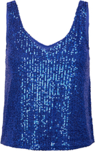 "Onlana S/L V-Neck Sequins Top Jrs Tops Blouses Sleeveless Blue ONLY"