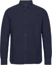 "Harald Small Owl Oxford Regular Fit Tops Shirts Casual Navy Knowledge Cotton Apparel"