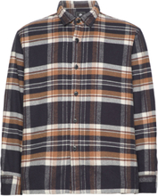 Sebastian Shirt Ls-Navy / Brown Skjorte Uformell Marineblå Edwin*Betinget Tilbud