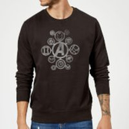 Avengers Distressed Metal Icon Sweatshirt - Black - XXL
