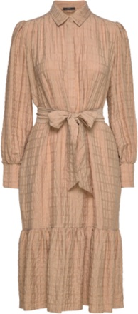Checked Midi Dress Dresses Shirt Dresses Brun Esprit Collection*Betinget Tilbud